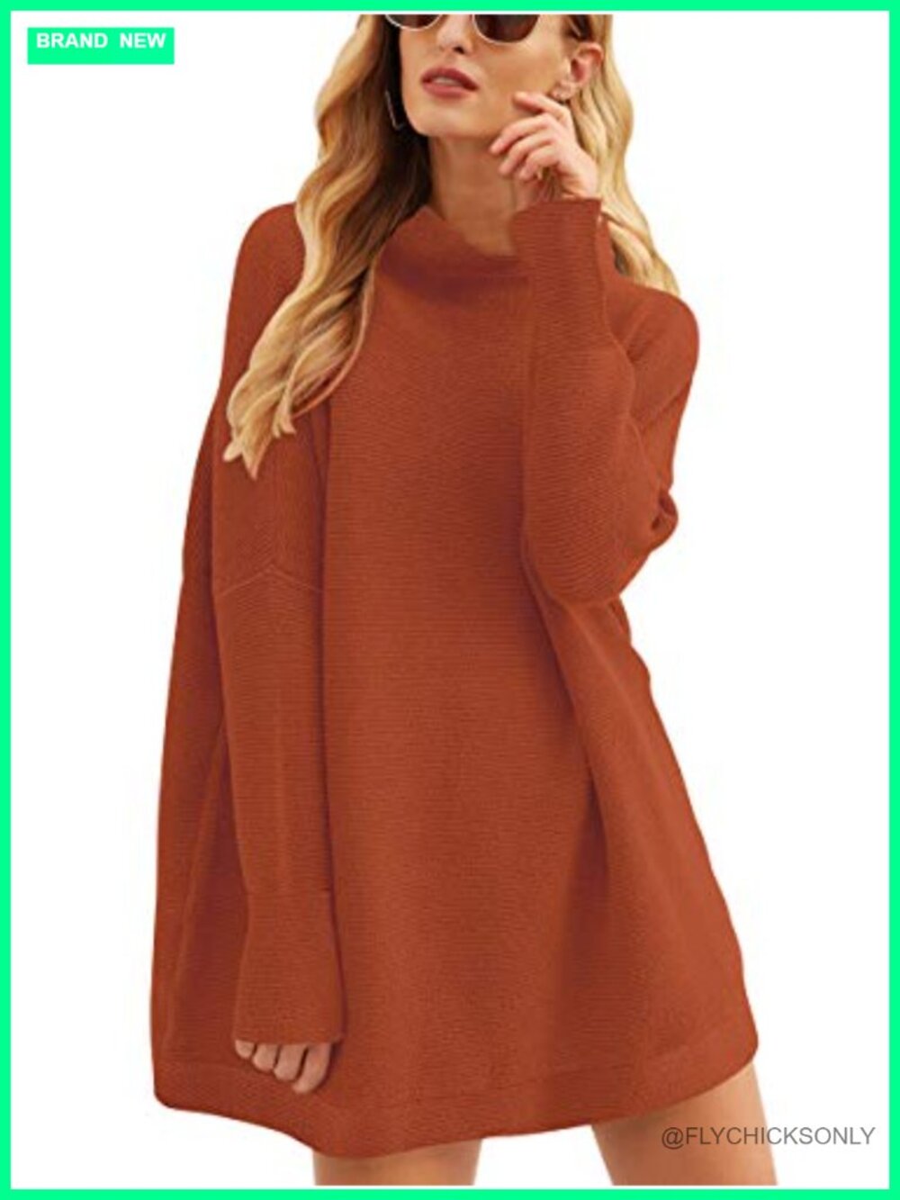 Oversized Turtleneck Tunic Sweater Long Sleeve Pullover